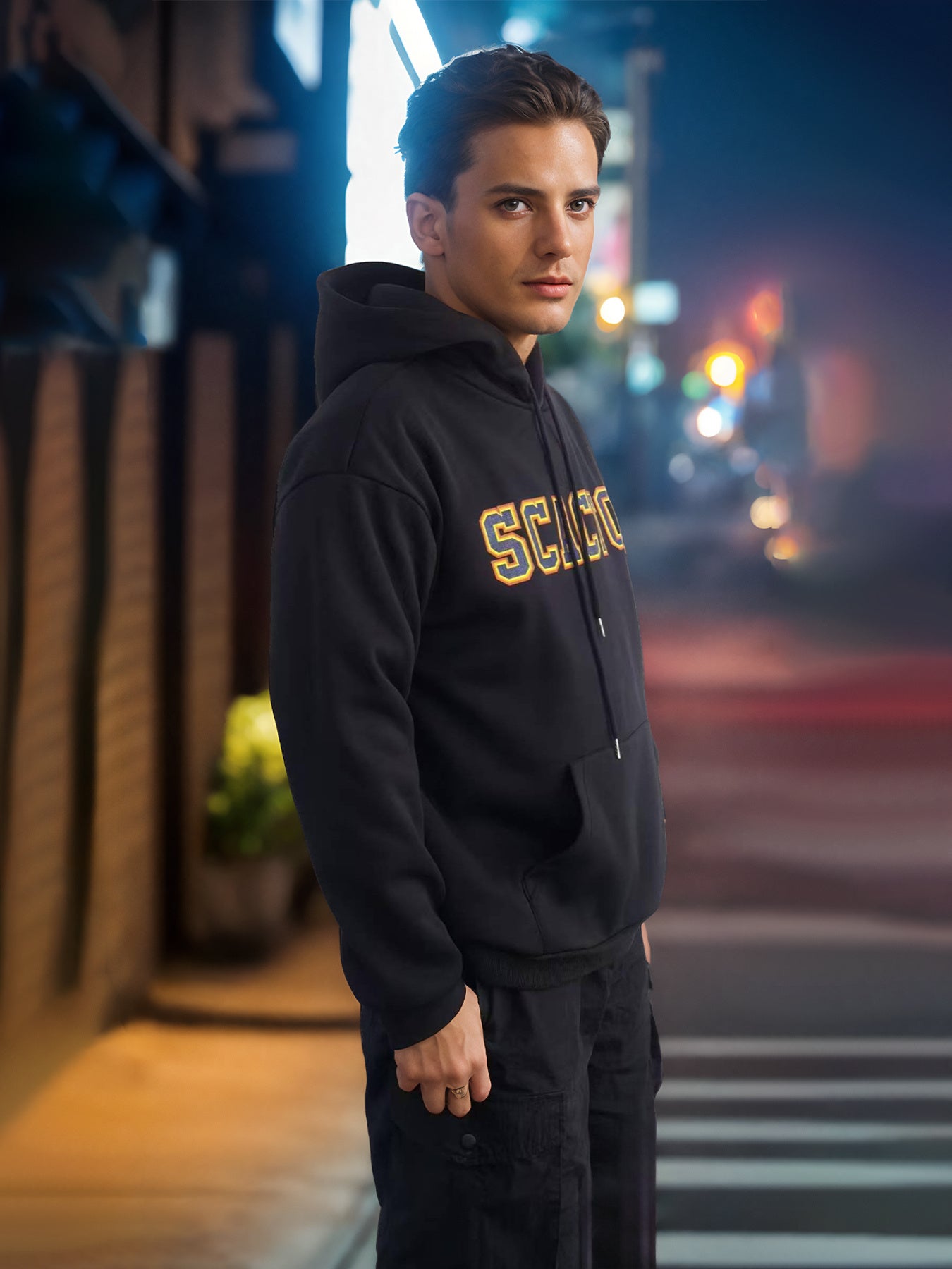 Fashionable Solid Color Long-Sleeved Printed Hoodie | Unisex Casual Wear