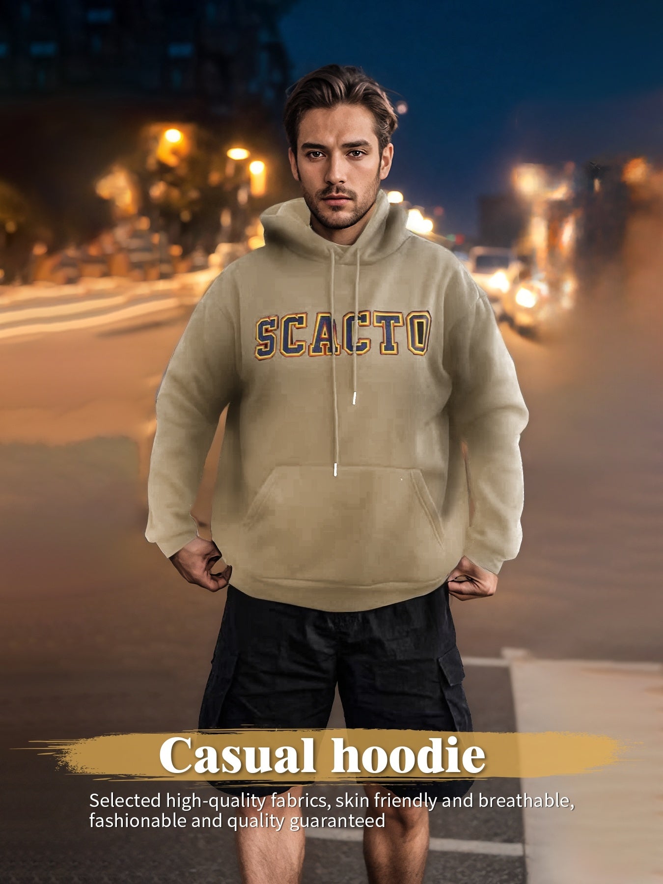 Fashionable Solid Color Long-Sleeved Printed Hoodie | Unisex Casual Wear