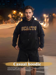Fashionable Solid Color Long-Sleeved Printed Hoodie | Unisex Casual Wear