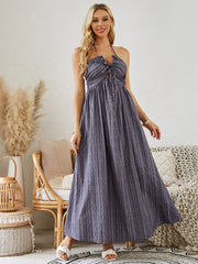Bohemian Halter Maxi Dress | Women's Sleeveless Flowy Beach Dress