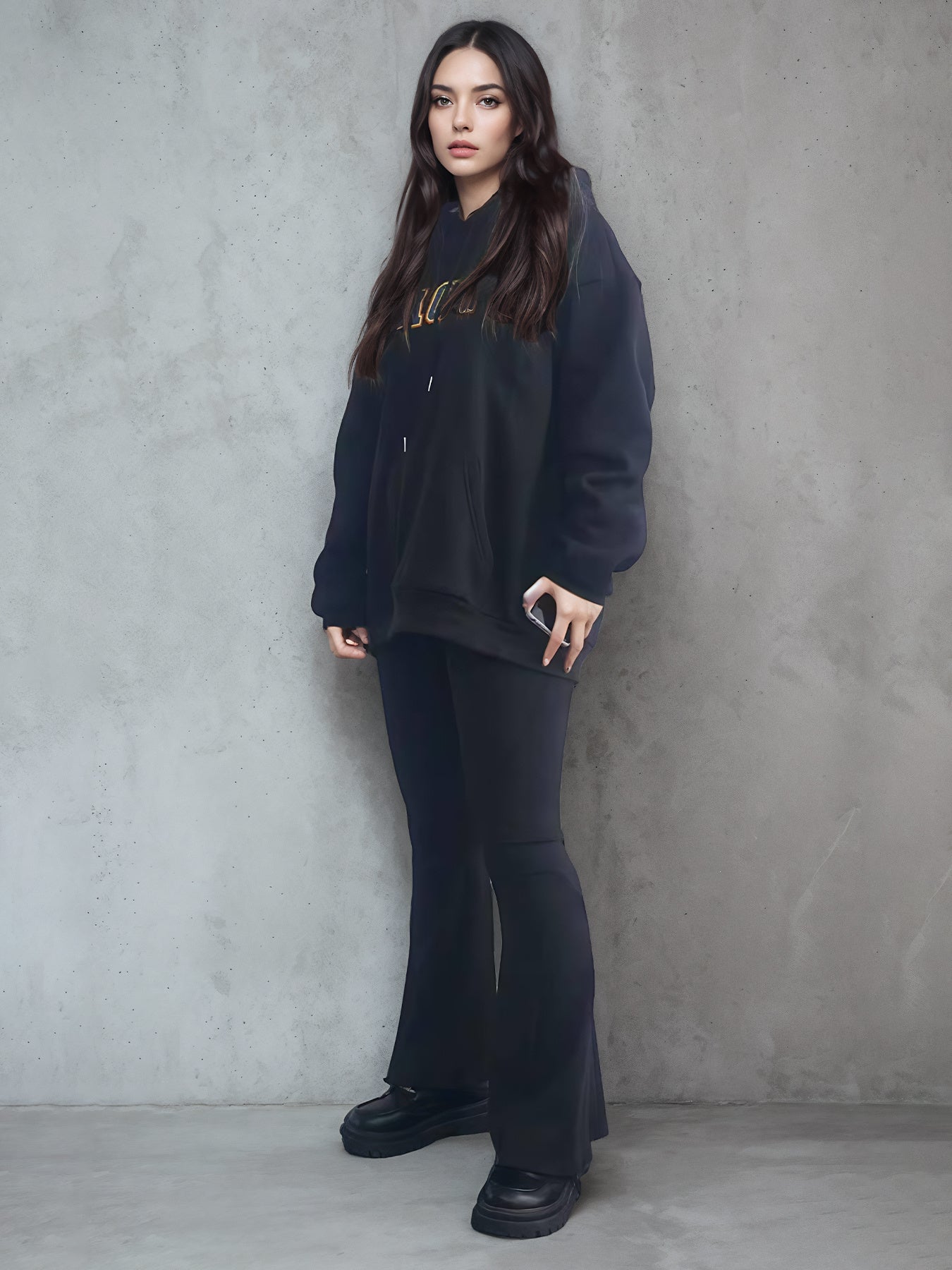 Fashionable Solid Color Long-Sleeved Printed Hoodie | Unisex Casual Wear