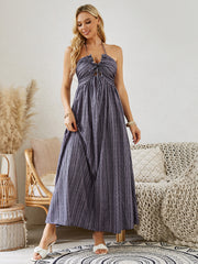 Bohemian Halter Maxi Dress | Women's Sleeveless Flowy Beach Dress