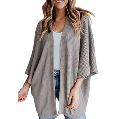 Bat Sleeve Waffle Knit Women's Cardigan | Stylish Layering Piece