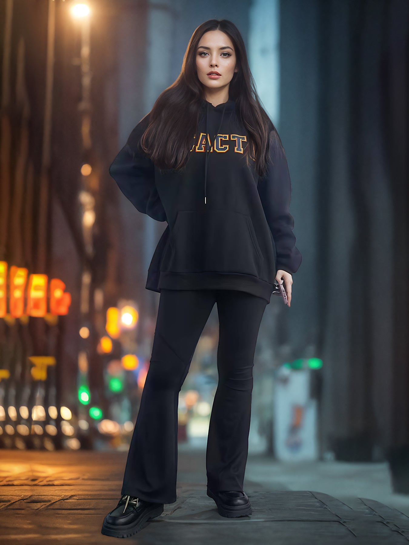 Fashionable Solid Color Long-Sleeved Printed Hoodie | Unisex Casual Wear