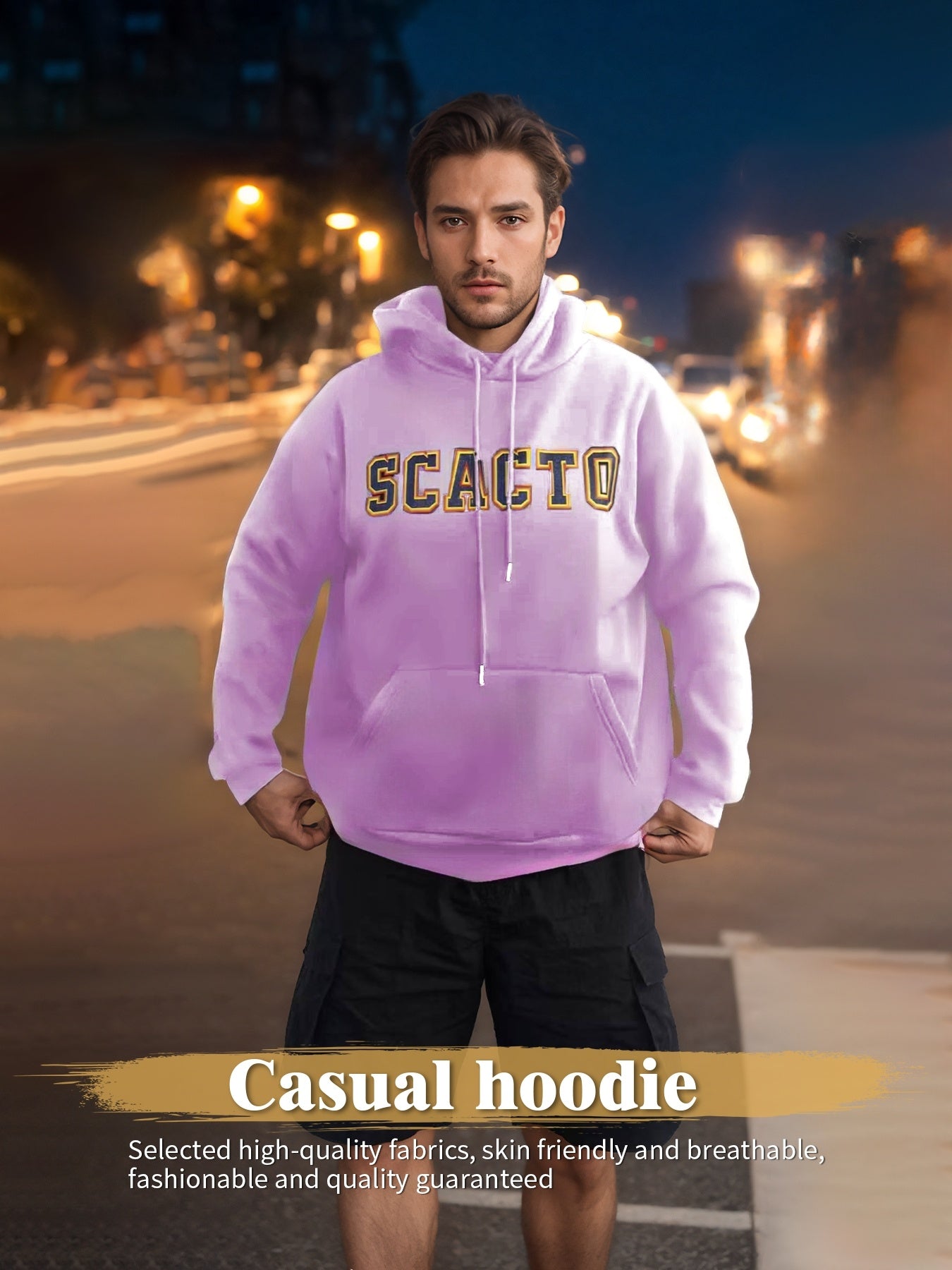 Fashionable Solid Color Long-Sleeved Printed Hoodie | Unisex Casual Wear