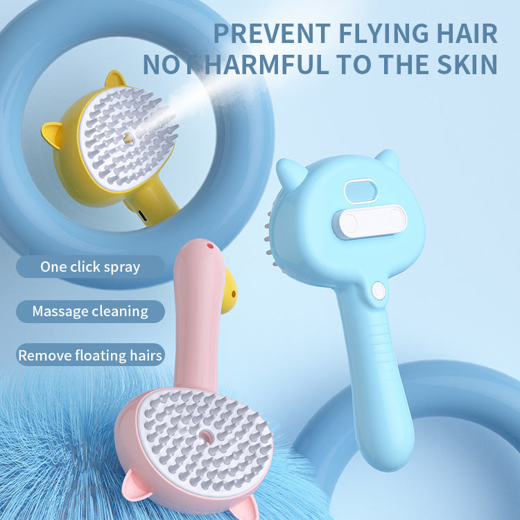 Rechargeable Self-Cleaning Slicker Brush with Mist | Multifunctional Cat & Dog Grooming Brush